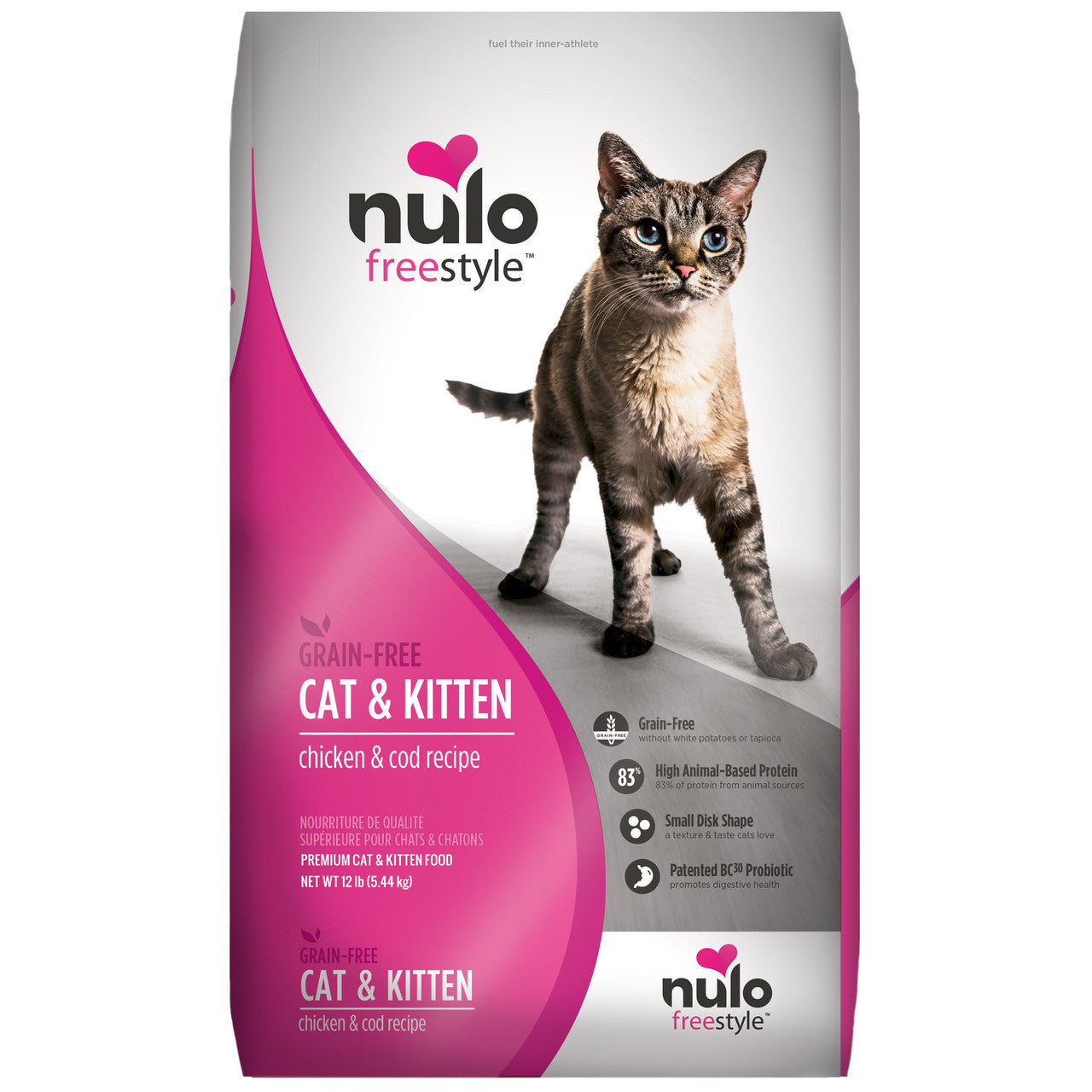 Nulo Free Style - Grain Free Kibble - Cat+Kitten - Chicken & Cod 12lbs